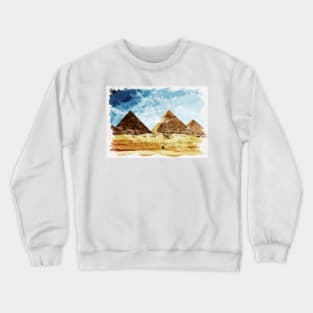 Egypt Giza Pyramids Historic Watercolour Souvenir Fine Art Painting Crewneck Sweatshirt